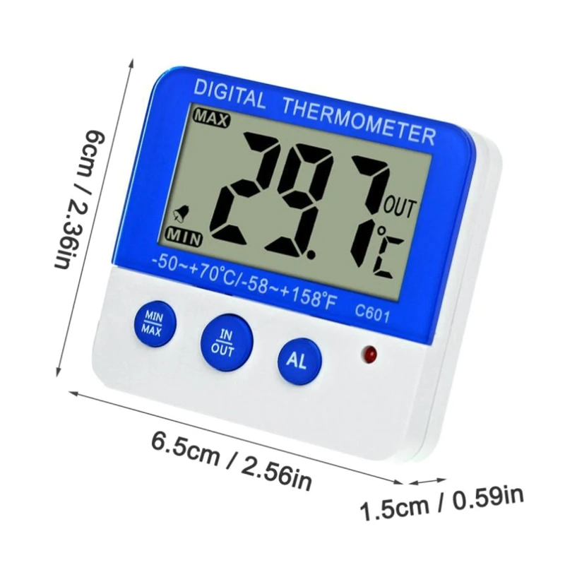 Termometer Kulkas Digital dengan Termometer Ruang Freezer Probe, Termometer Alarm Kulkas Presisi Tinggi Layar LCD