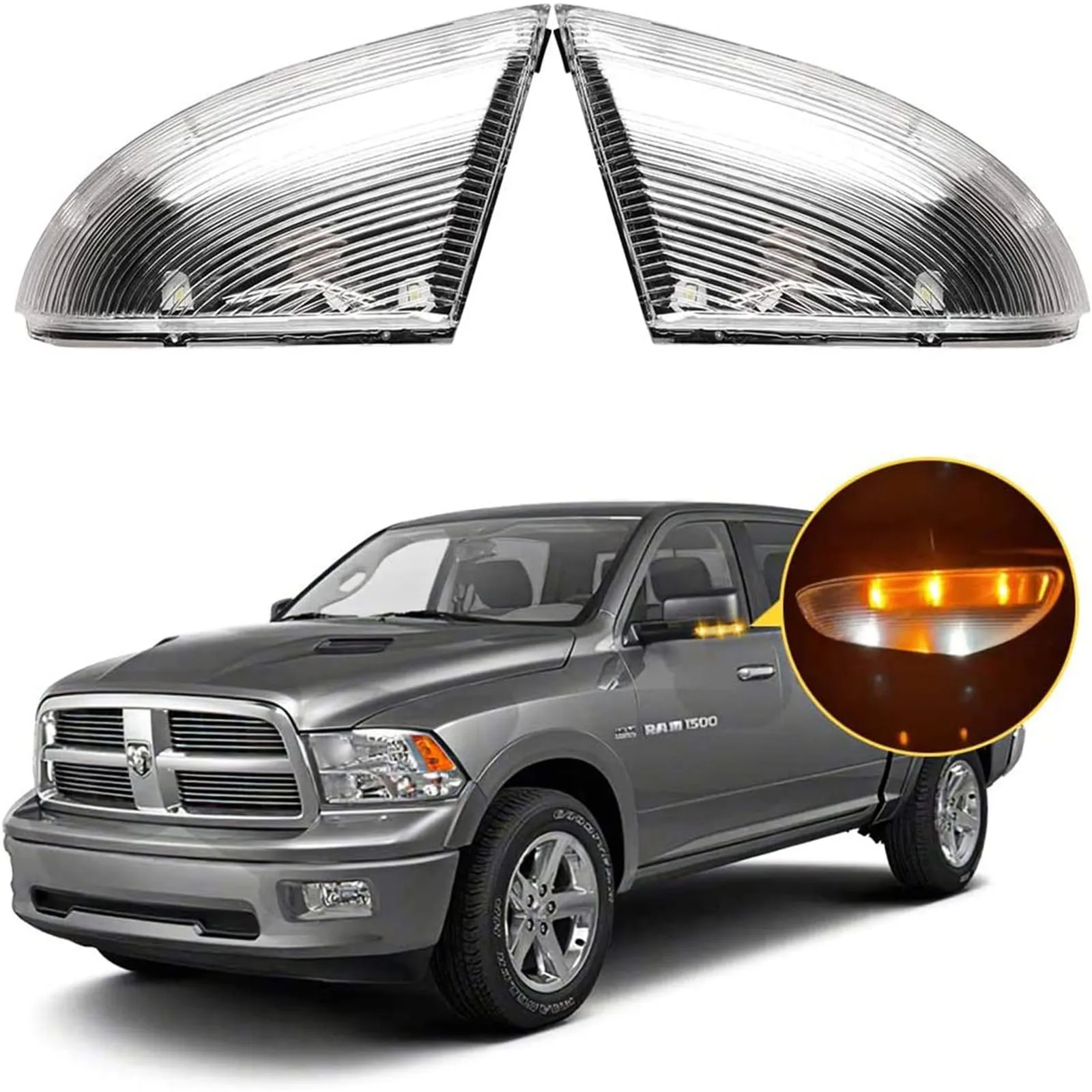 

3-контактный указатель поворота бокового зеркала заднего вида для Dodge Ram 1500 (2014-2018) — номер детали OEM 68064949AA/68064948AA