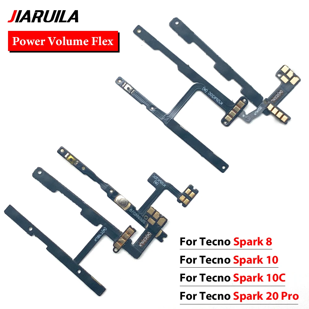 

10Pcs , Volume Power Switch On Off Button Key Flex Cable For Tecno Spark Go 2023 Spark 20 Pro Plus Spark 6 Go Spark 20C 10C