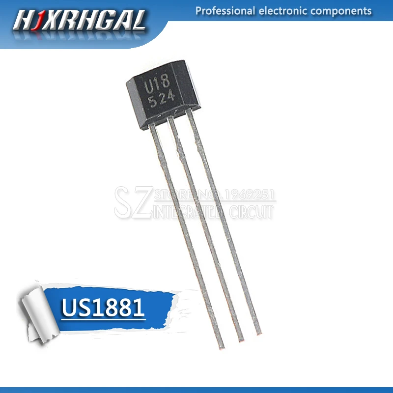 10pcs U18 US1881 TO-92 OH188 1881 U18 TO92 Hall Effect Sensor Magnetic Detector Hall Sensor Motor HJXRHGAL