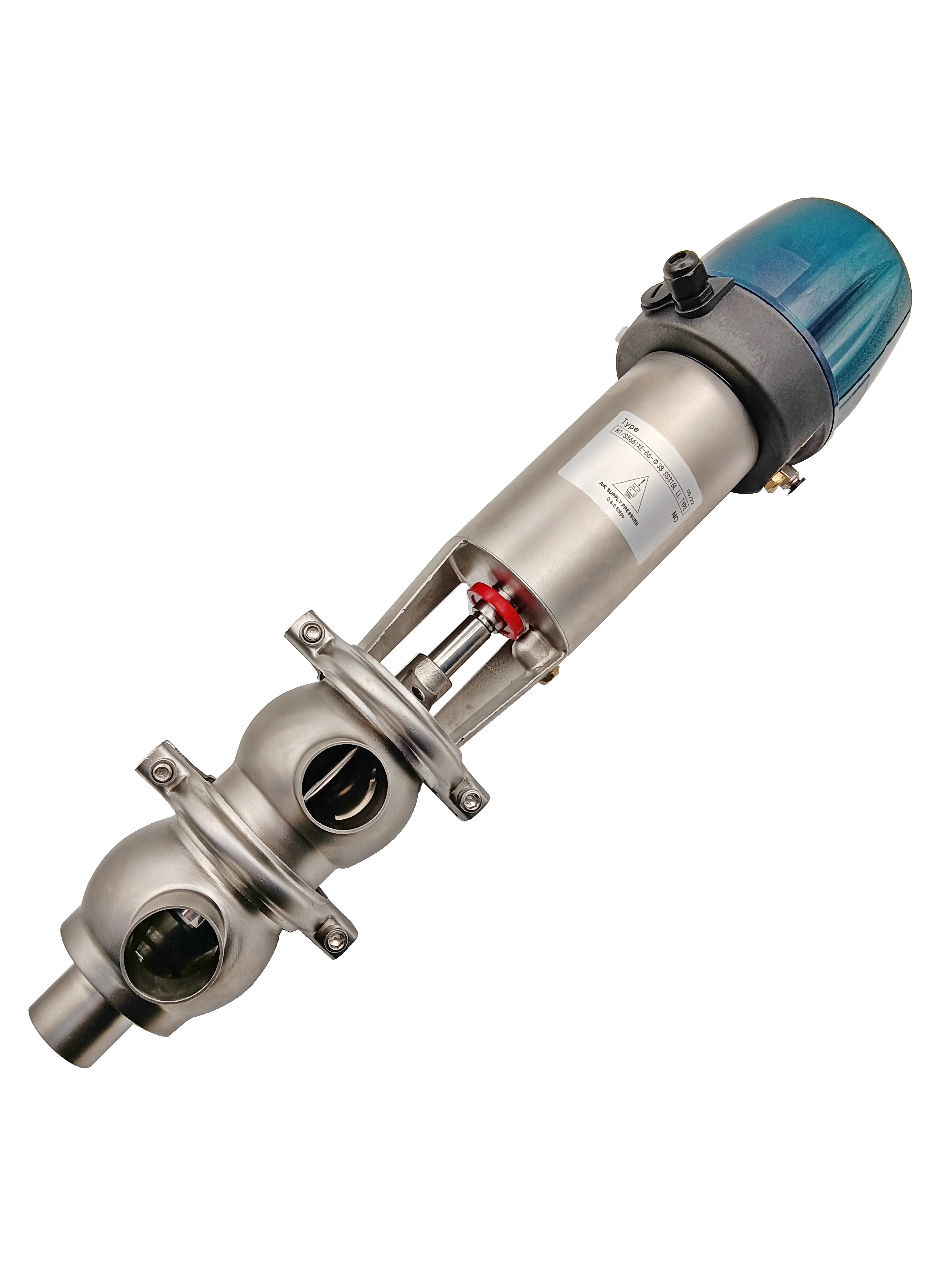 Stainless Steel SS304 Sanitary Hygienic 21 Model  Pneumatic  Diverter Valve with Control Head