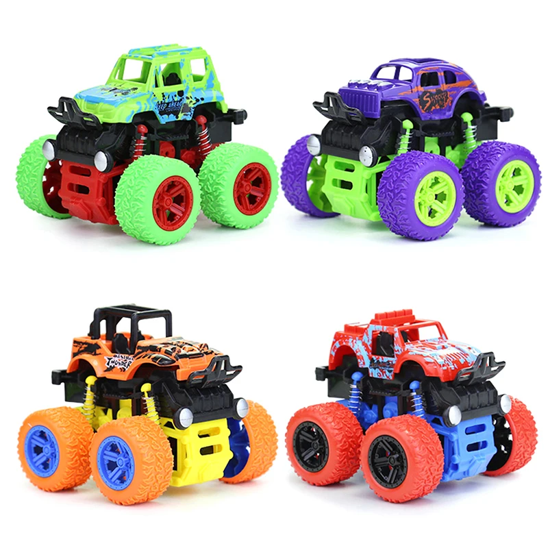 Mini voiture à inertie Monster Truck, véhicule à quatre roues motrices, voiture de cascade résistante aux chocs, jouets à tirer pour garçons et filles, cadeau