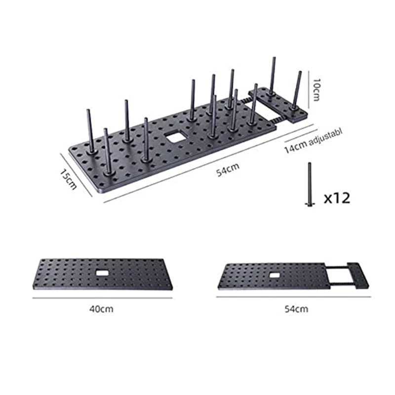 Drawer Organizer Expandable Kitchen Storage Rack Staple Board With Non-Slip Bottom And 12 Pegs Telescopic Plates Storage Board