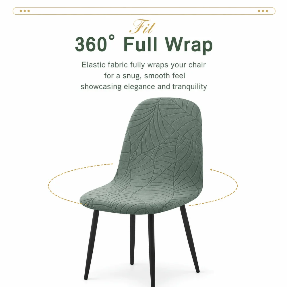 Leaf Jacquard Chair Seat Slipcover Solid Color Elastic All-inclusive Armless Shell Chair Case Dust-proof Stretch Spandex