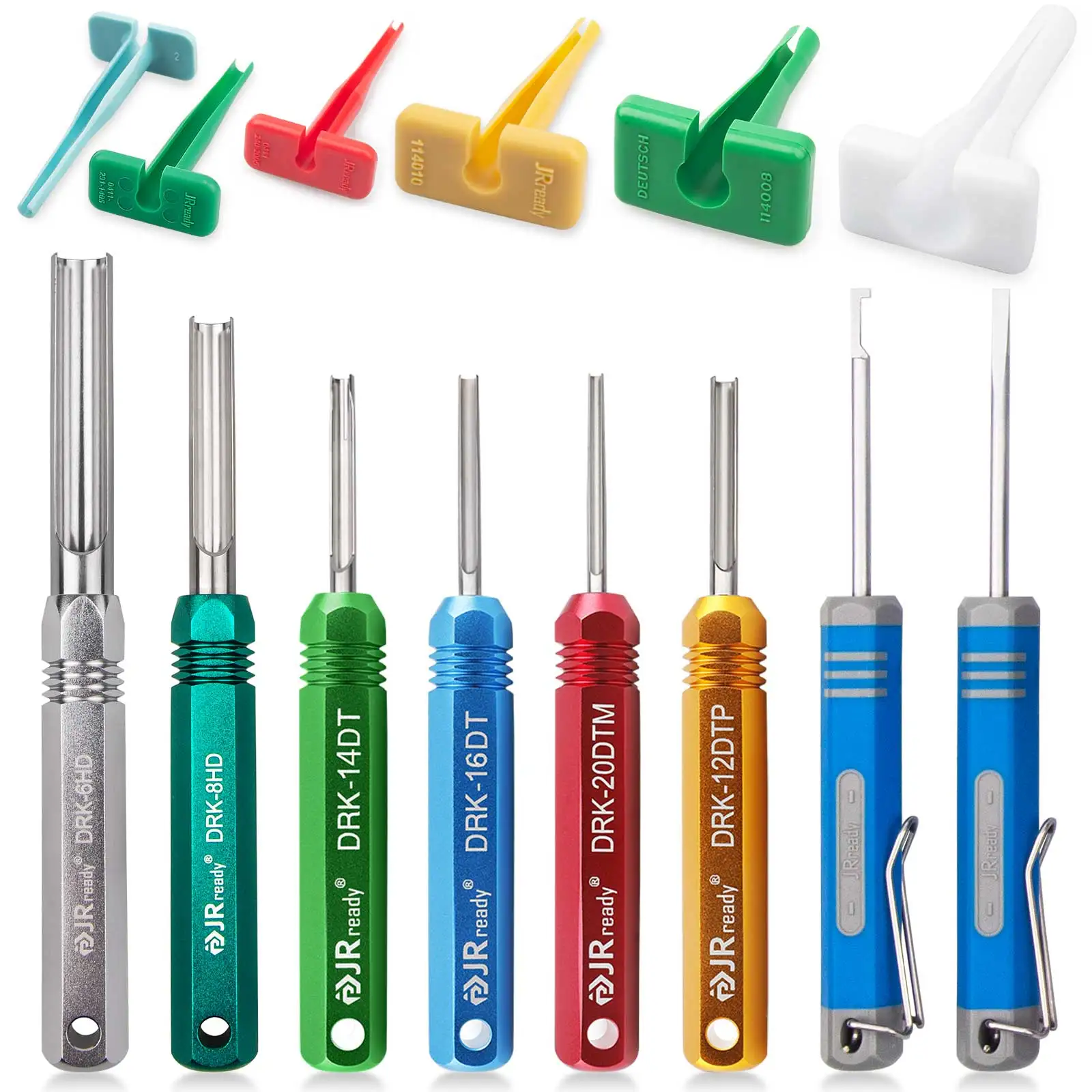 JRready ST5257-PRO Deutsch Connector Tool Kit for 4#8#16#12#20# Solid/Stamped Contacts 6-22 AWG Pin Removal Tool for Deutsch