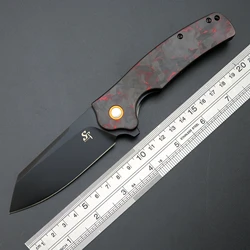 Sitivien ST3 Folding Knife K110 Steel Blade Carbon Fiber Handle Pocket Knife EDC Tool Knives for Working Camping Survival