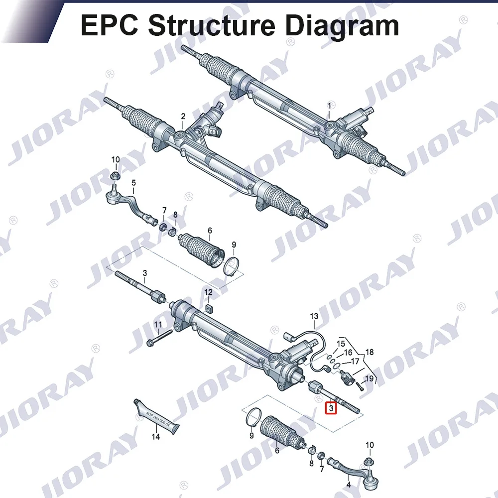 Adatto per testa a sfera interna con tirante Audi A4L B8 8J0423810