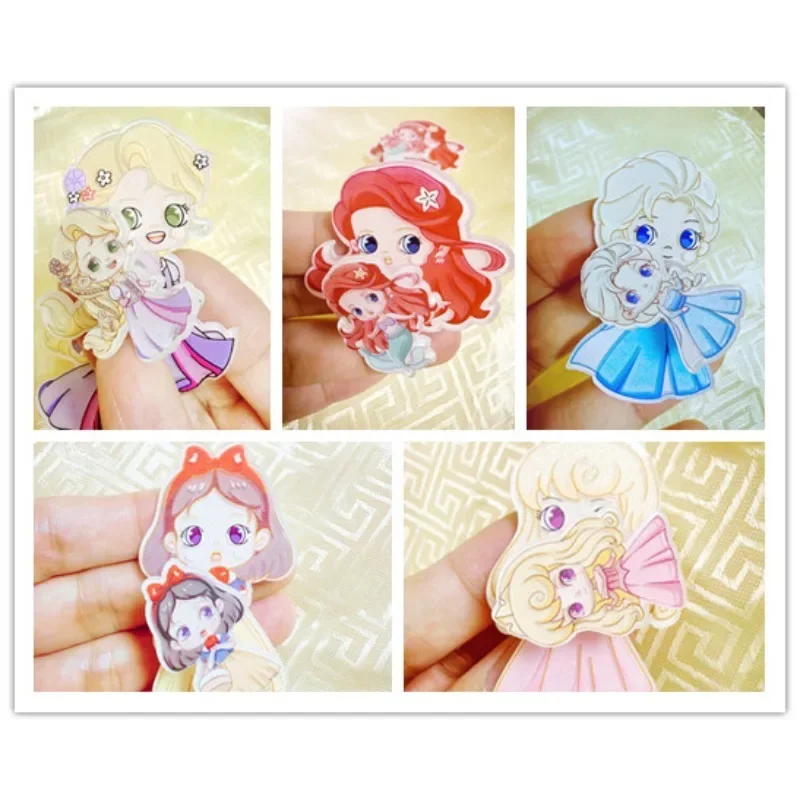 Disney-Kawaii Princesa Série Hairpin para Meninas, Acrílico, Últimas, Figura Anime, Rotativo, Moinho de Vento Design, Aniversário, Presente de Natal