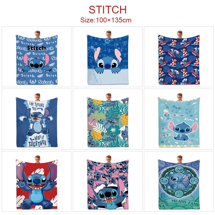 MINISO Disney Stitch Peripheral Air Conditioner Quilt Summer Cool Quilt Stitch Cartoon Full Color Printed Blanket Throw