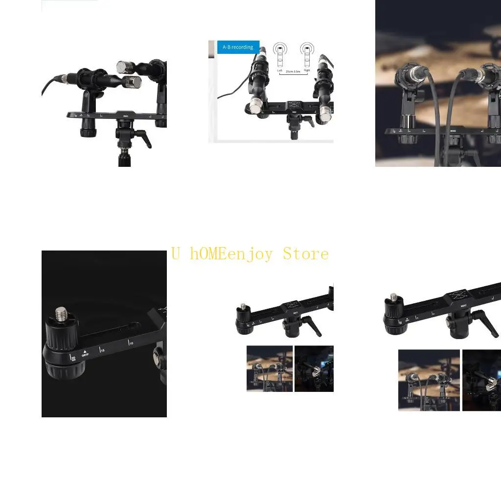 

B0KF MS02 Stereo Microphone Support with Adjustable Twin Mics Enhances Auditory Recording in Meetings and Live Streaming