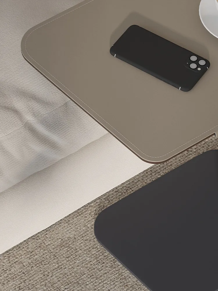 Italian living room sofa side saddle leather C-shaped corner light luxury minimalist side table coffee table bedroom bedside tab