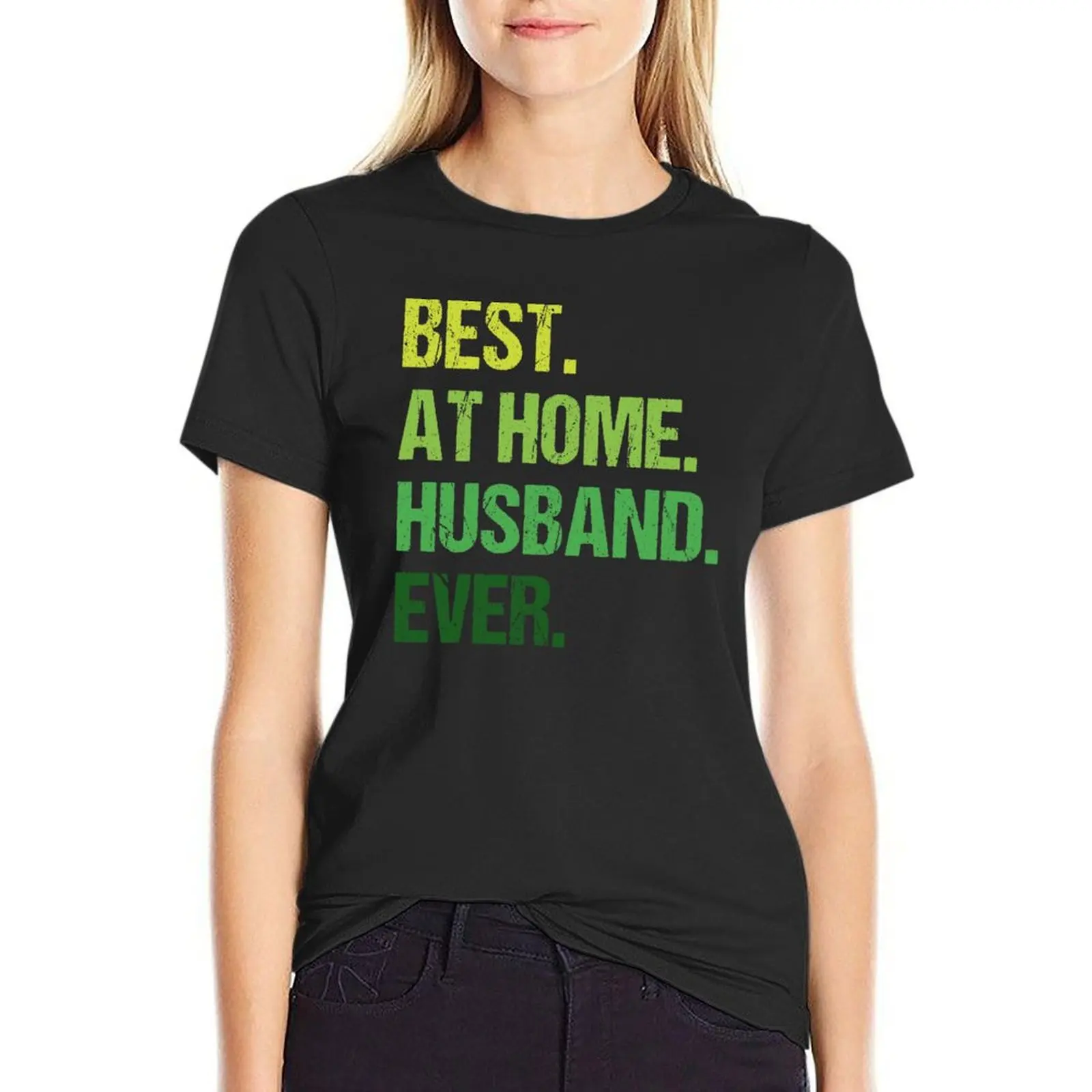 

Best At Home Husband Ever Distressed T-Shirt plain oversized korean fashion Womens clothing