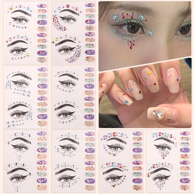 INS Diamond Stickers Stage Party Music Festival Makeup Eye Makeup Stickers Acrylic Diamond Jewelry Face Nail Gemstone Stickers