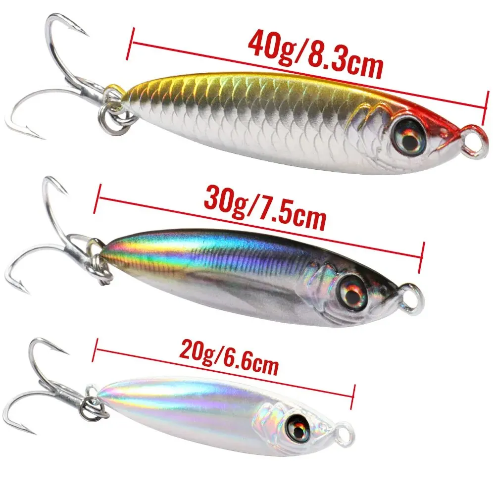 Metal Jig Lure 20g 30g 40g Spinner Spoon 3D Eye Color Laser Spinning Fishing Tackle Popper Hook Swimbait Pesca Spinnerbait Bait