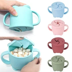 Taza a presión de silicona para niños, caja de almacenamiento de alimentos, tazas de bebé de Color sólido, contenedor de aperitivos portátil para niños con báscula de tapa, sin BPA, 200ML