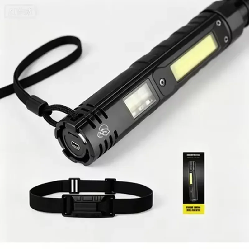 Portable COB LED Work Light Rechargeable Aluminum Alloy Magnetic Flashlight Headlamp for Car Repair Emergency Camping Outdoor