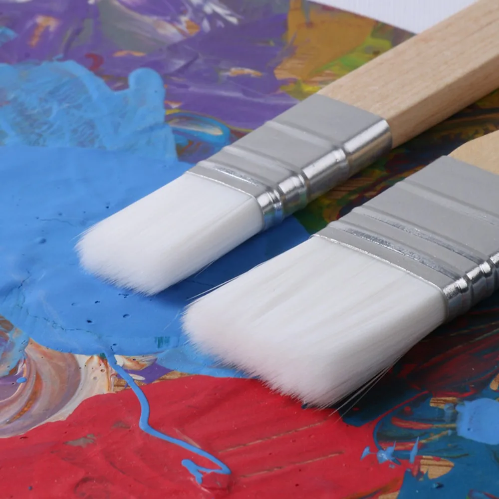 Art Paint 3/6pcs Painting Brush Set Professional Wooden Handle Watercolor Gouache Oil Brush Set Different Shape Flat Tip Head