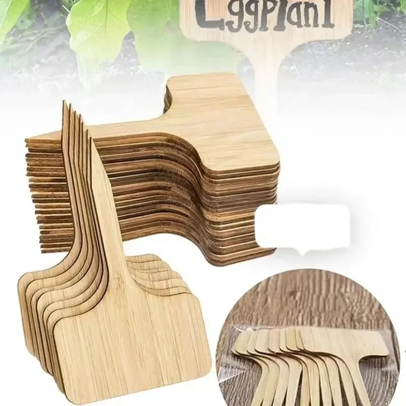 10-60PCS wooden plug-in succulent plant flower label creative horticultural garden handwritten sign