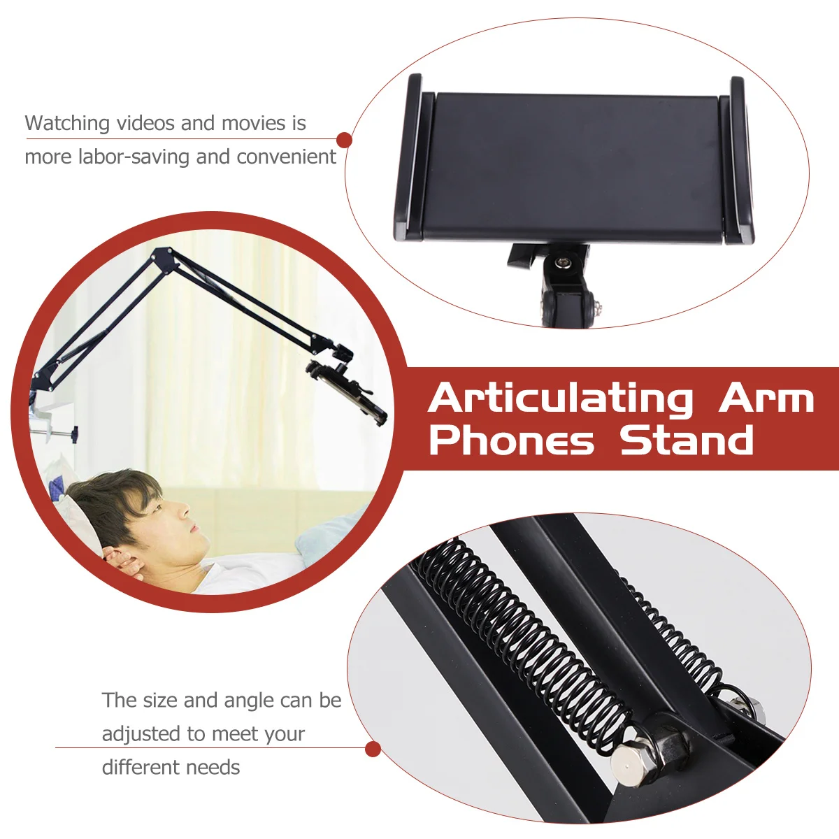 

Metal Desktop Phone Holder Adjustable Articulating Arm Long Bracket for Smartphone Tablet Mounting Clip Stand Gift