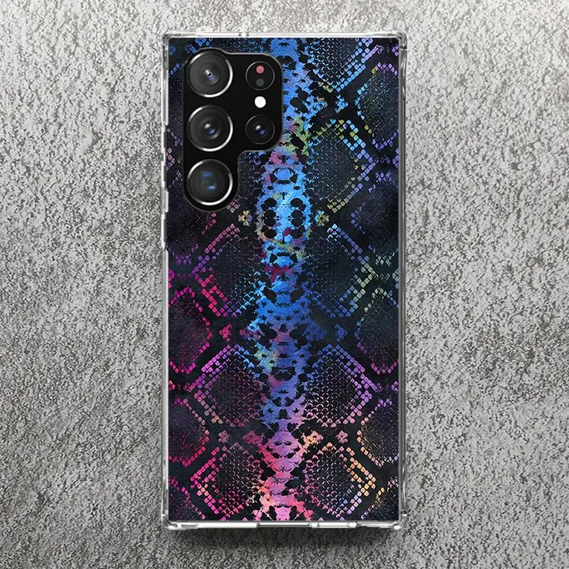 Pink Snake Skin Printing Drawing Phone Case For Samsung Galaxy S25 S24 S23 Ultra S22 Plus S21 S20 FE S10 + S25Ultra S24U Soft Co