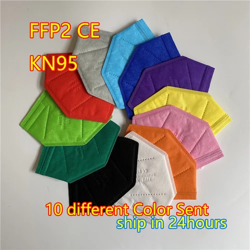 Imagen 2 del producto 10-200 Uds FFP2 máscara aprobada CE 5 capas máscara facial KN95 filtro respirador rosa reutilizable adultos protección KN95 FFP2 Mascarilla