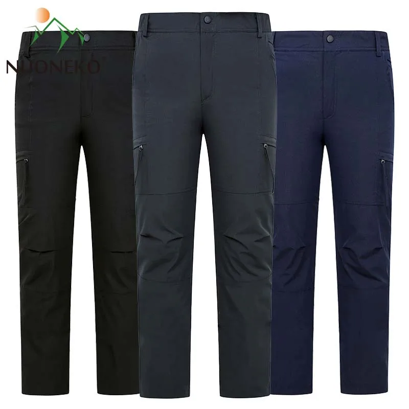 NUONEKO Winter Mens Hiking Pants Thick Warm Fleece Detachable Linner Waterproof Trousers Outdoor Trekking Climbing  Pants PM59