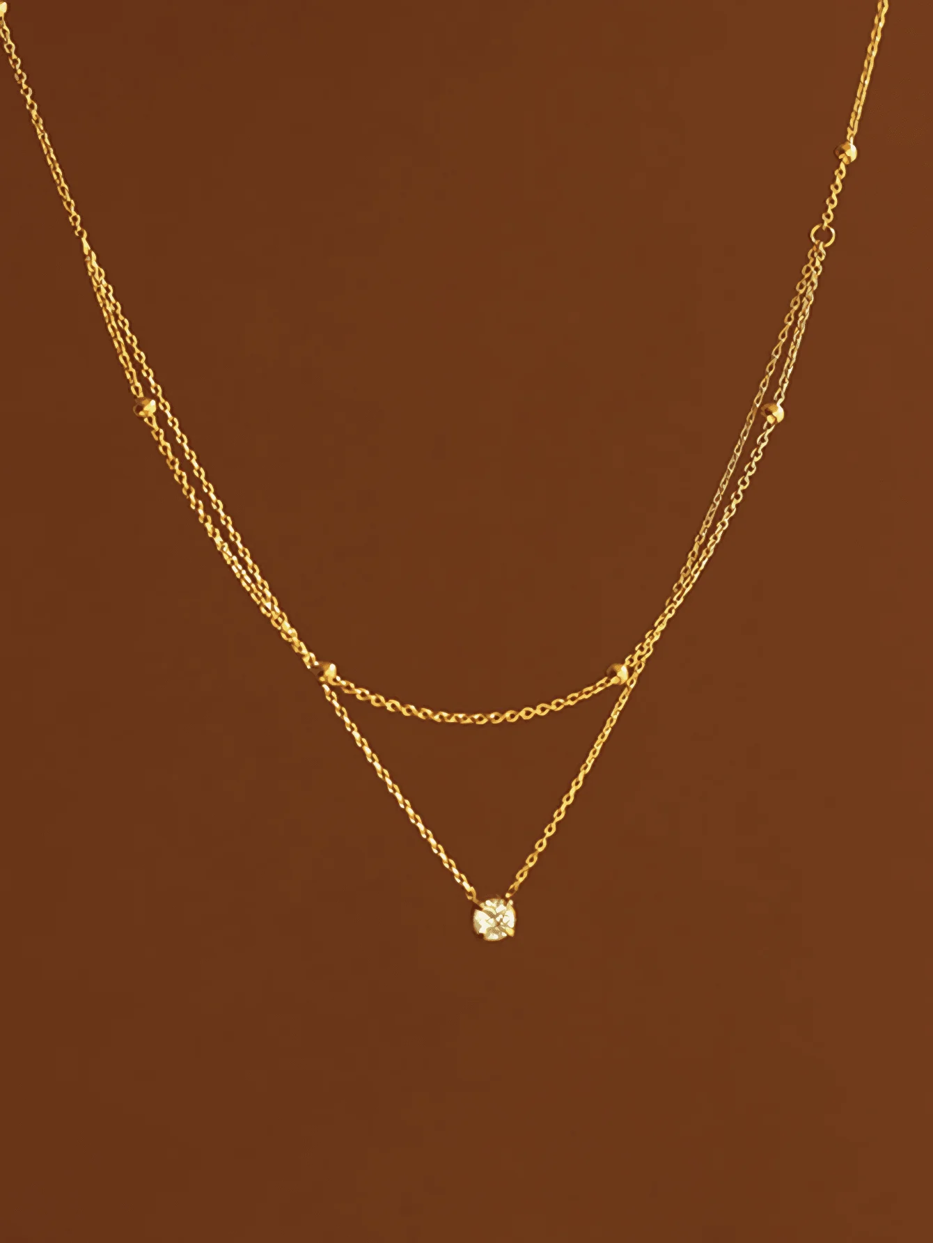 1 قطعة طبقة مزدوجة حجر الراين سلسلة قلادة الفولاذ المقاوم للصدأ المرأة الحد الأدنى مجوهرات للاستخدام اليومي والمناسبات الرسمية هدية #4