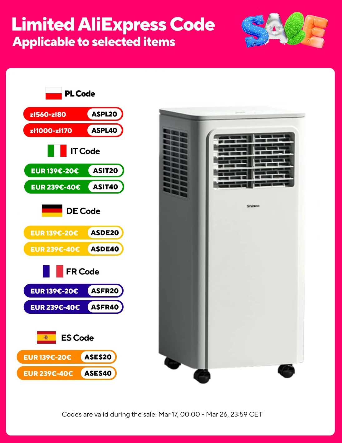 SHINCO 7000 BTU Mobile Air Conditioner (2.05 kW), Cooling & Ventilating & Dehumidifying, Room Size up to 54 m³ (18 ㎡)