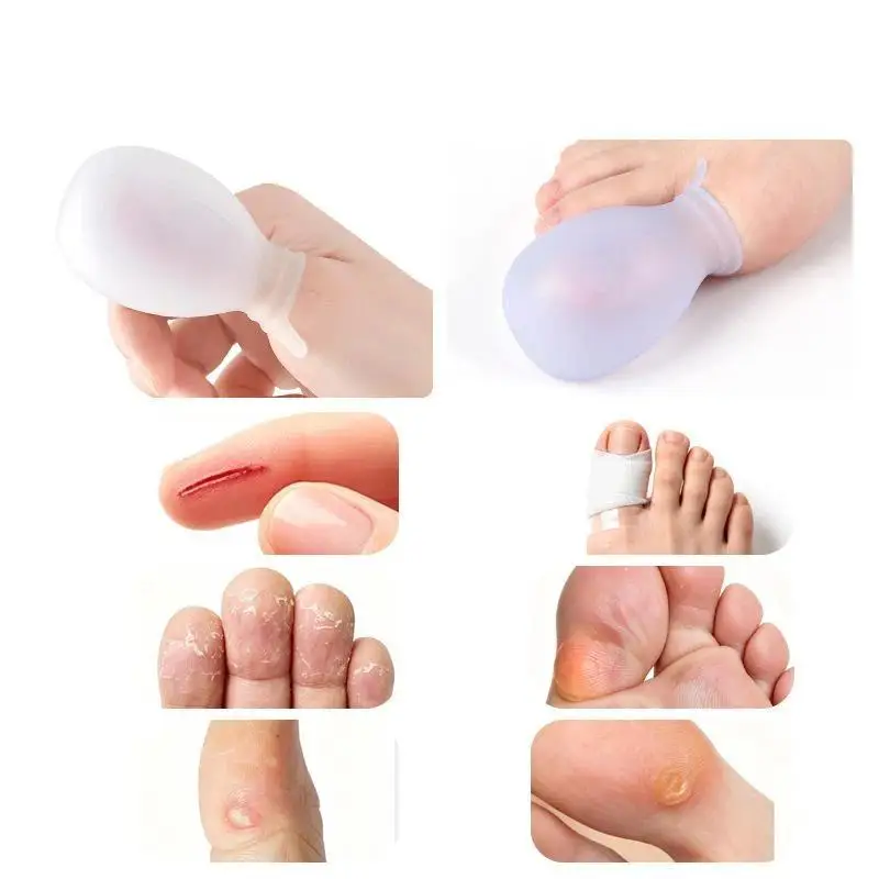 【H】Waterproof Silicone Finger & Toe Nail Covers Reusable Protective Sleeves For Showering, Hand Soaking Wound Protection Prevent