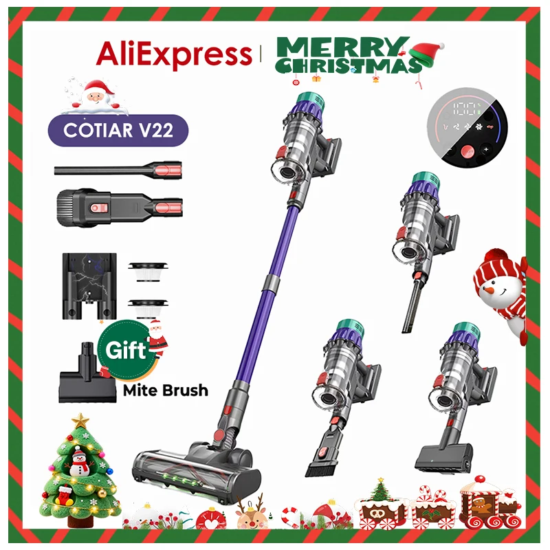 COTIAR V22 650W 55kPa aspirateurs sans fil à haute aspiration usage domestique nettoyeur sans brosse capacité 1,2 l LED affichage tapis de sol