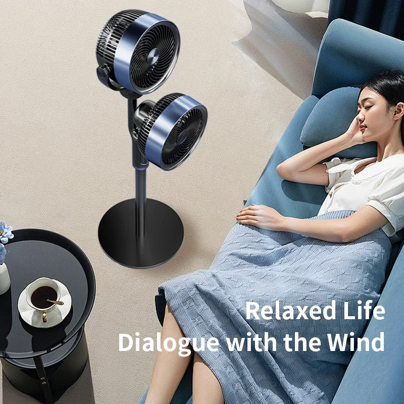 High Quality Independent Control Double Head Vertical Air Circulation Floor Stand Remote Fan