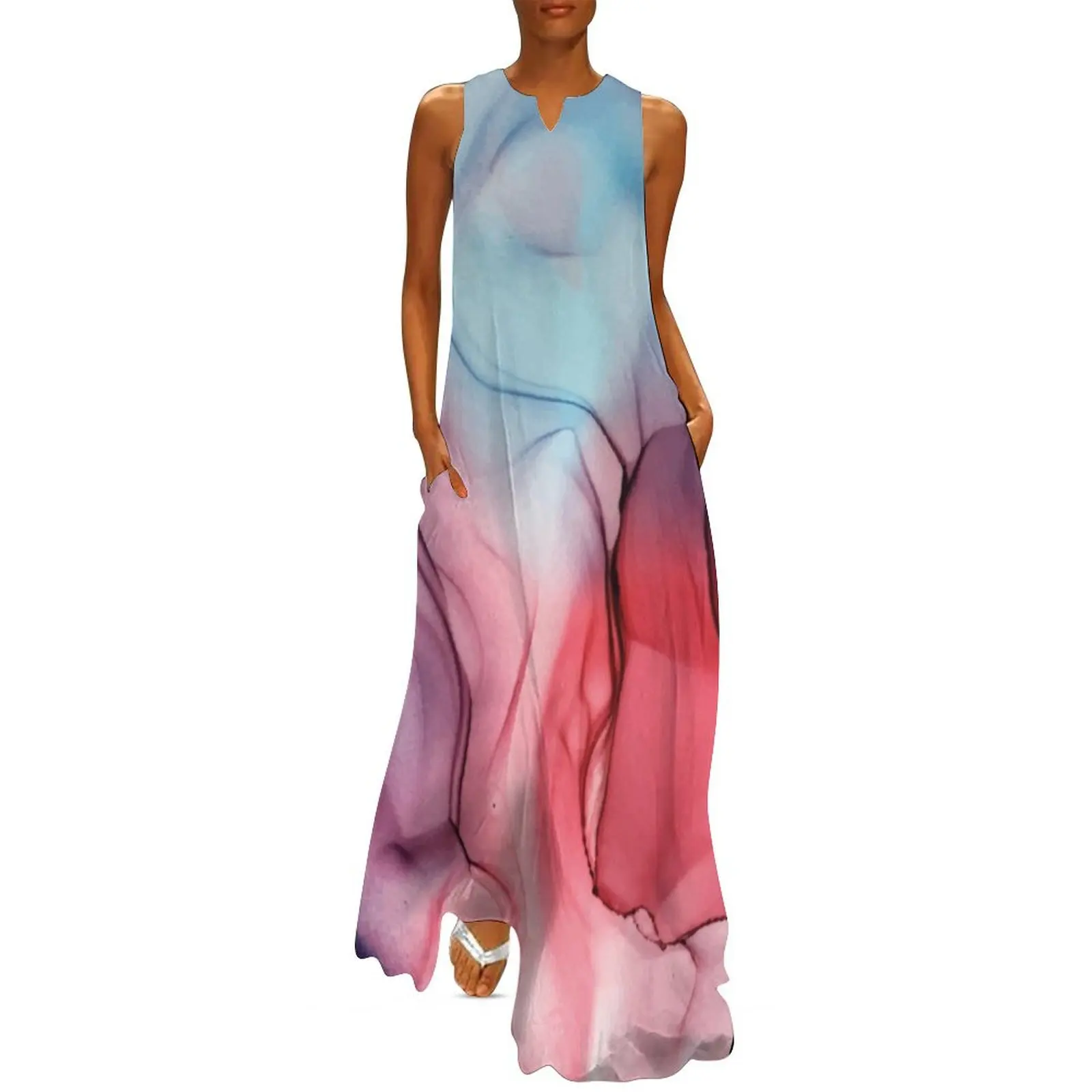 

Flame Fired Alcohol Ink Painting Long Dress women's summer clothing 2025 Women's evening dress Long dresses Dress