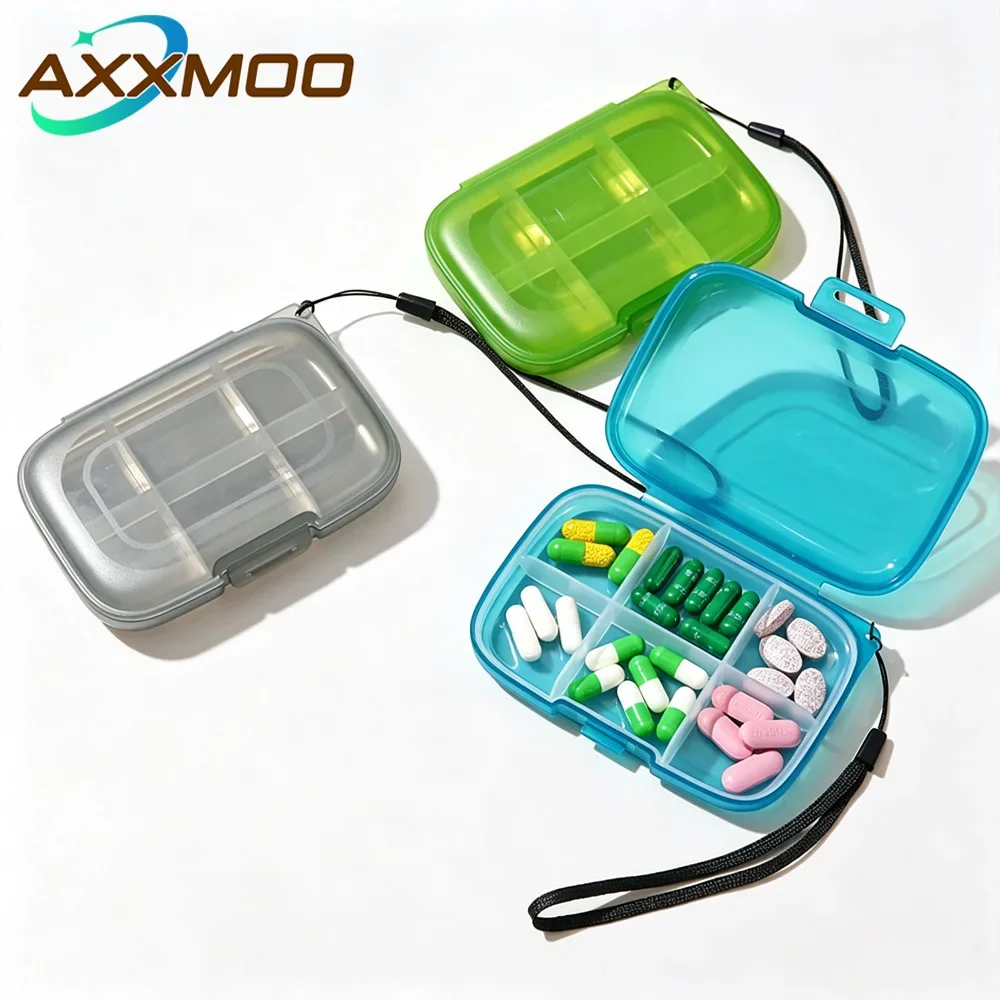 1-3PCS Small Portable Travel Daily 6 Grids Pill Case Box Organizer Tablet Pills Storage Container for Medicine Vitamin Fish Oils