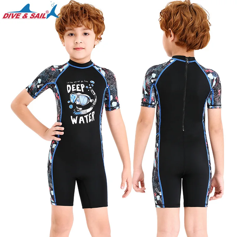 2023 1MM Neoprene Youth Kids Wetsuit Shorty Surfing Suit Short Sleeve Diving Snorkeling Swimming Jumpsuit Scuba Dive Swimwear