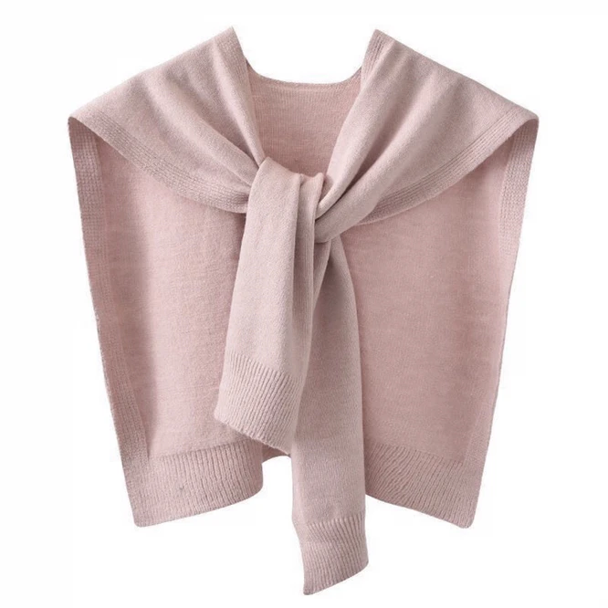 Spring Autumn Korean Knitted Shoulder Women's Knot Solid Color With Air Conditioning Small Shawl To Protect Neck Purple