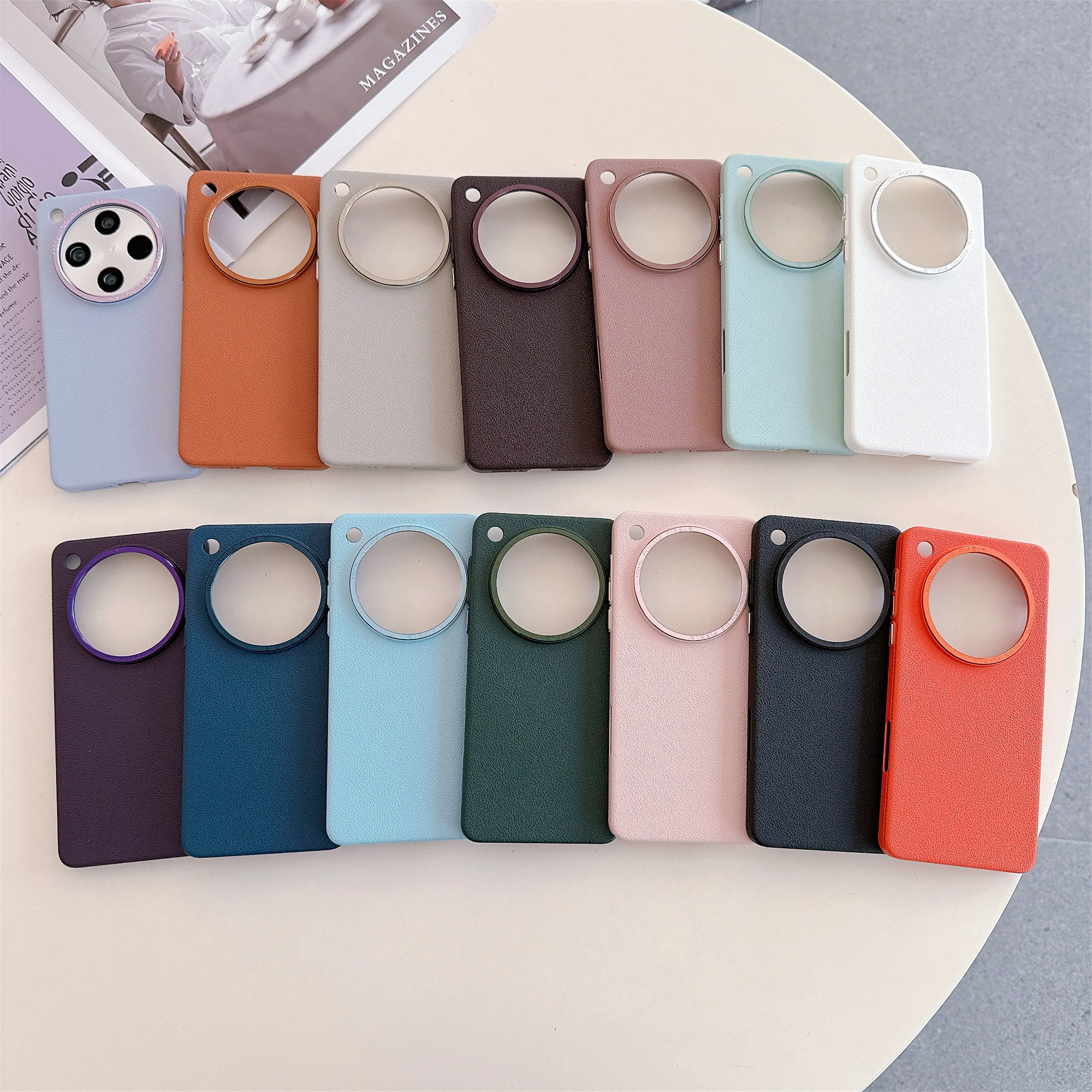 

Shockproof Litchi Leather Matte PC Hard Case For OPPO Find X8 Pro, Slim Metal Camera Protection Phone Cover For Find X8 Funda