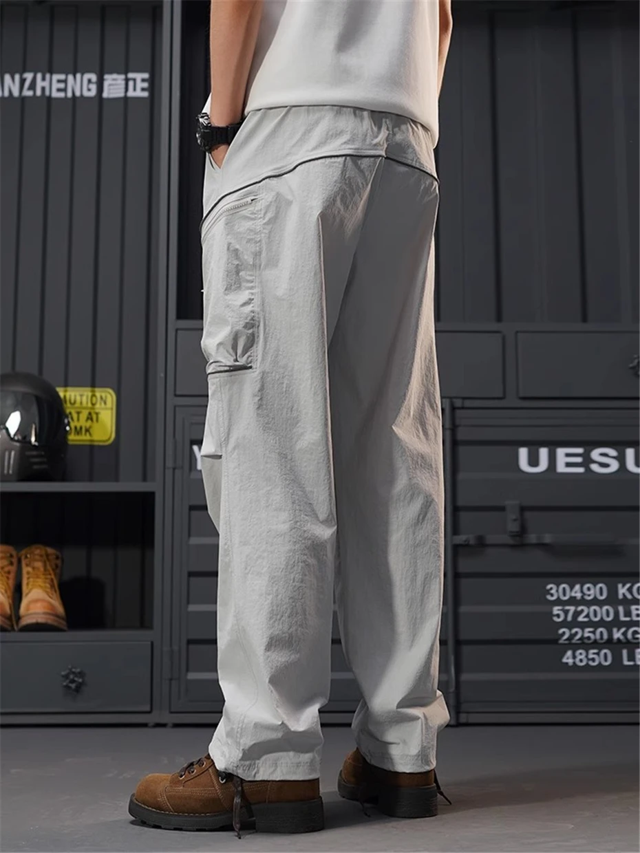 Tactical Thin Joggers Pants Mens Streetwear Hip Hop Punk Casual Trousers Men Baggy Large Pockets Quick Drying Cargo Pant Male