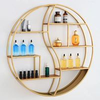 60cm Metal Wall Mounted Hexagonal House Shape Floating Shelves with Wood Partition Wall Storage Rack shelf Living Room Decor
