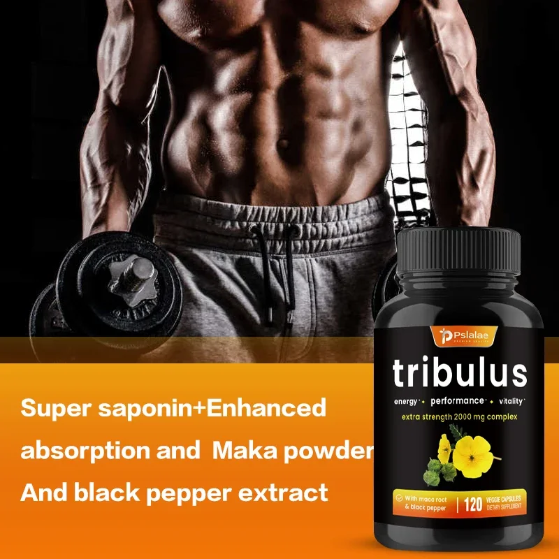 Organic Tribulus Terrestris Supplement 2000 Mg - with Maca and Black Pepper Extracts, Dietary Capsules