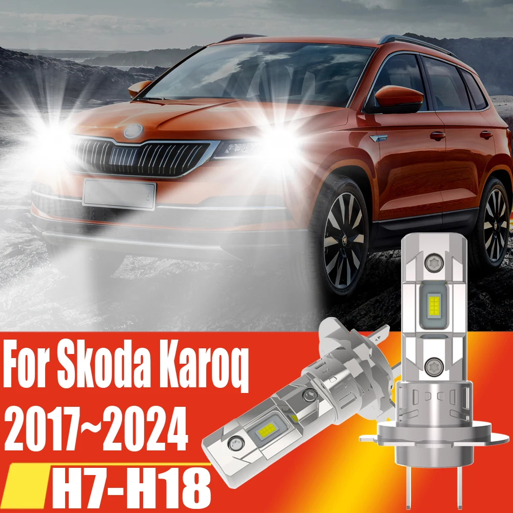 2pcs H7 Led Headlight Canbus High Power Car Bulb 6000k White Auto Fog Lights Moto Turbo Diode Lamp 12v For Skoda Karoq 2017~2024