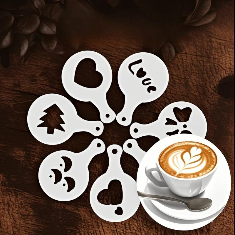 Fancy Coffee Latte Mold Christmas Valentine's Day 16-piece Set Coffee Mold Milk Tea Mold Flower Puller Spray Tool
