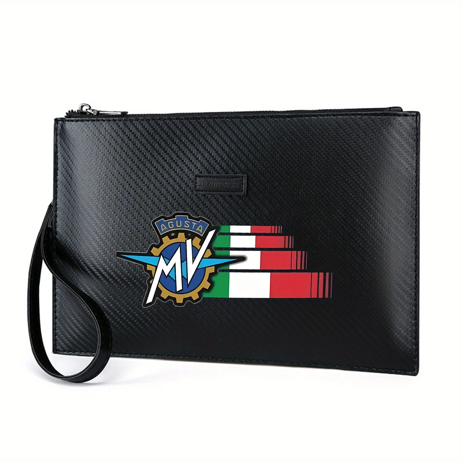MV Agusta Italian flag logo design Elegant Printed PU Men's Handbag Fashionable and Practical for Everyday Carry