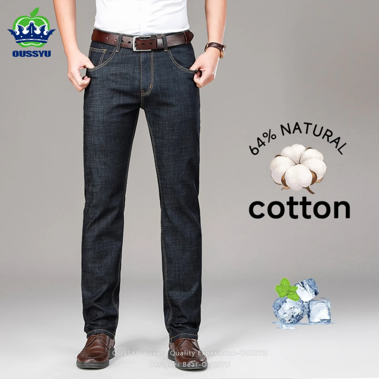 

Men's Denim Jeans Spring Summer New Arrival Business Cotton Casual Straight Trousers Comfortable Work Long Pants Plus Size 40