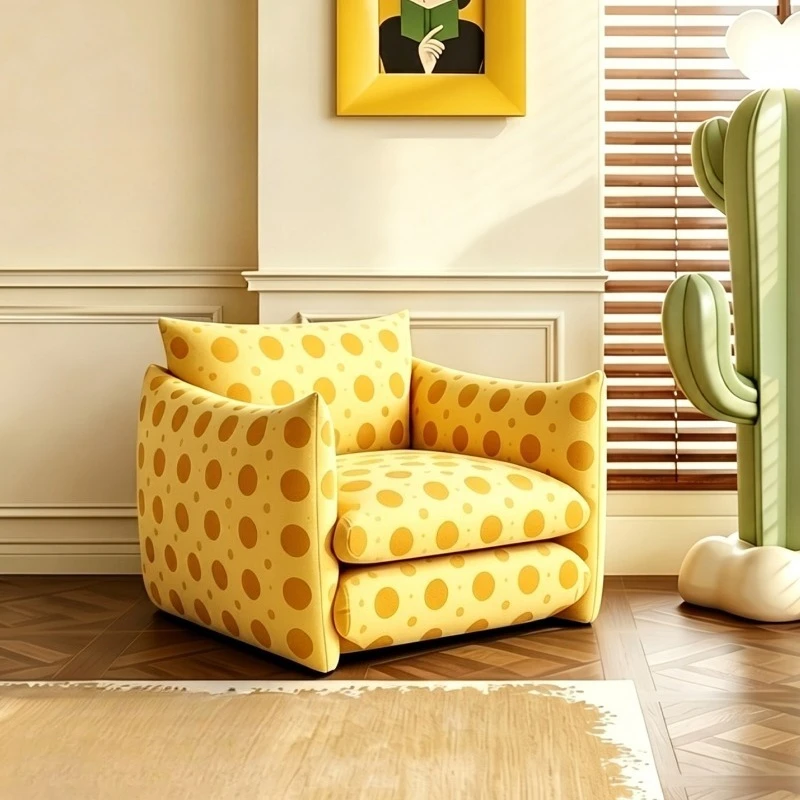 Yellow single sofa chair polka dot living room sofa chair backrest sofa