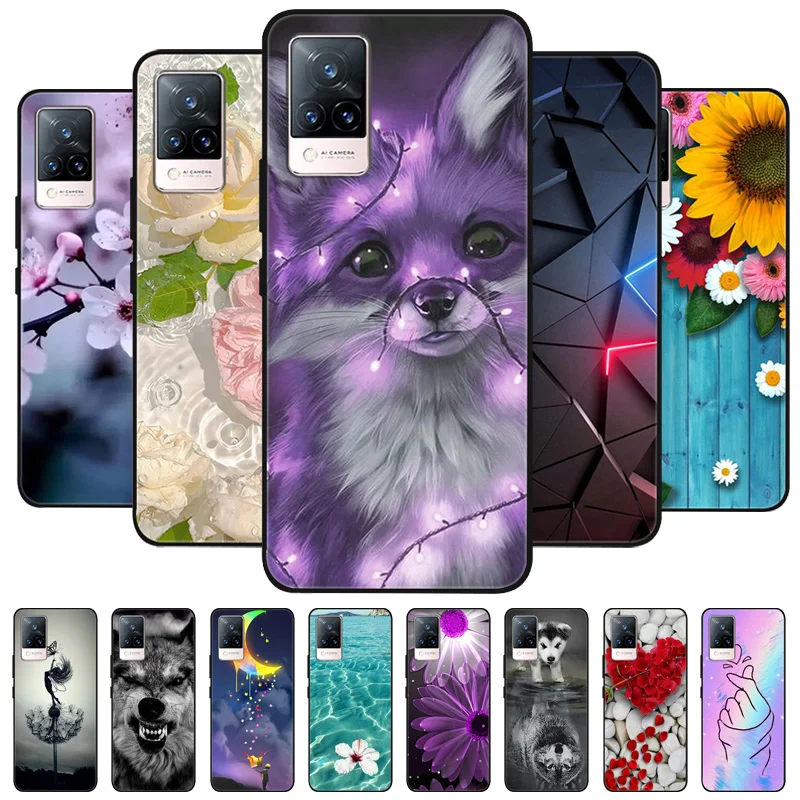 Para Vivo V21 5G funda V21e Lobo gato animales Fundas traseras suaves de silicona para Vivo V21 4G 5G V2050 funda de teléfono VIVOV21e Fundas