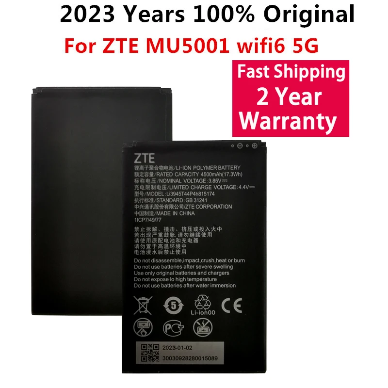 

New Li3945T44P4h815174 Original Battery For ZTE MU5002 MU5001 Wifi 5G Wifi6 Portable Wireless Router Replacement Battery Bateria