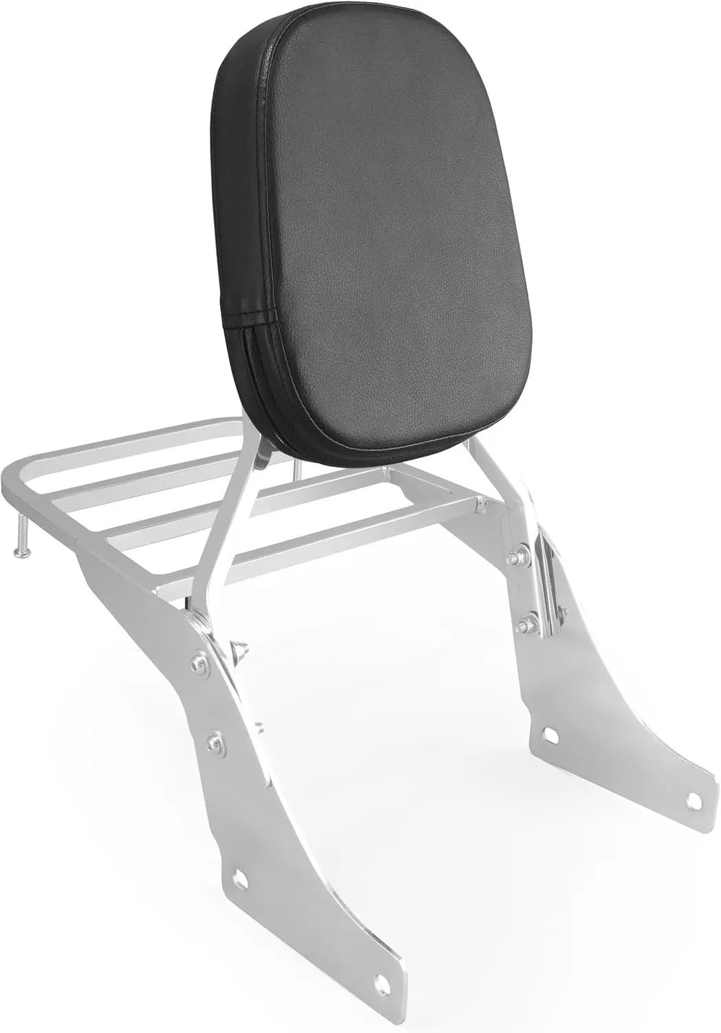 Chrome Motorcycle Sissy Bar Backrest, Passenger Seat Support, Fits 1100cc V-Twin Cruisers, All Years