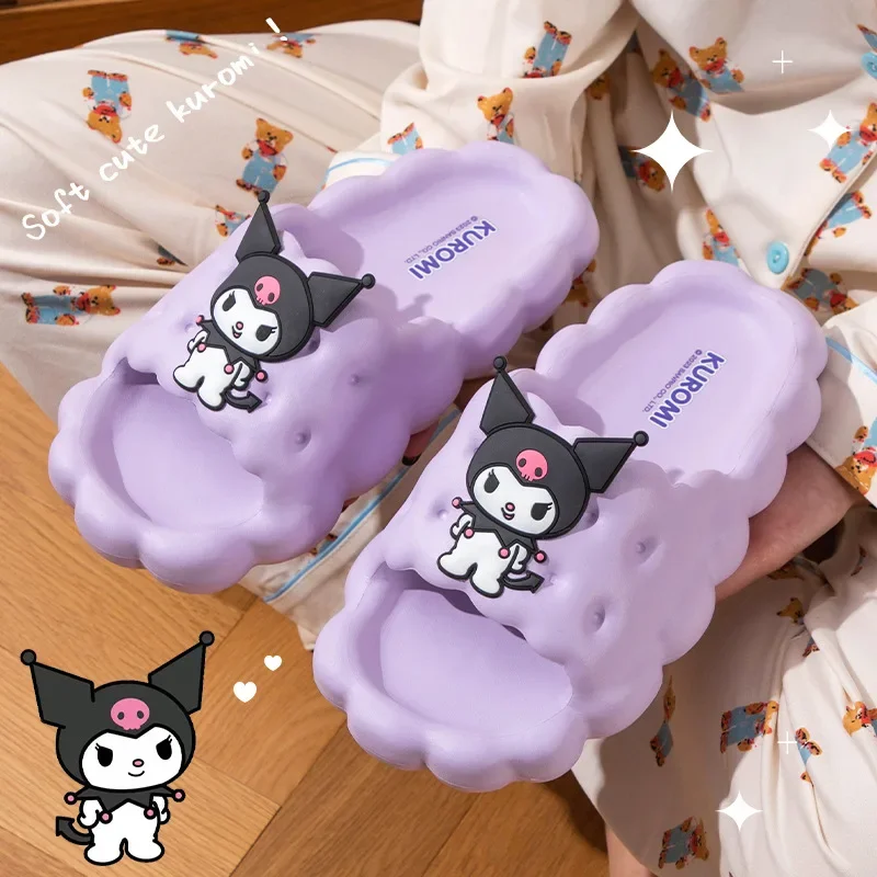 Sanrio Slippers Hello Kitty Cinnamoroll Kuromi Slippers Kawaii Women Indoor Slippers Comzy Anti-Slip House Flat Slipper