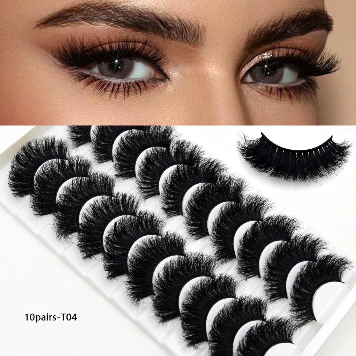 3/5/10pairs Fake Eyelashes Thick Long False Eyelashes Dramatic Lashes 3D Faux Mink Eyelashes Wholesale Full Strip Lashes Makeup