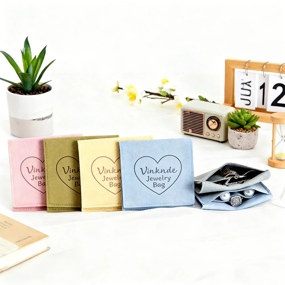 

50/100Pcs Jewelry Storage Bag Microfiber Envelope Packaging Pouch With Divider Travel Wedding Organizer For Earrings Ring Brooch